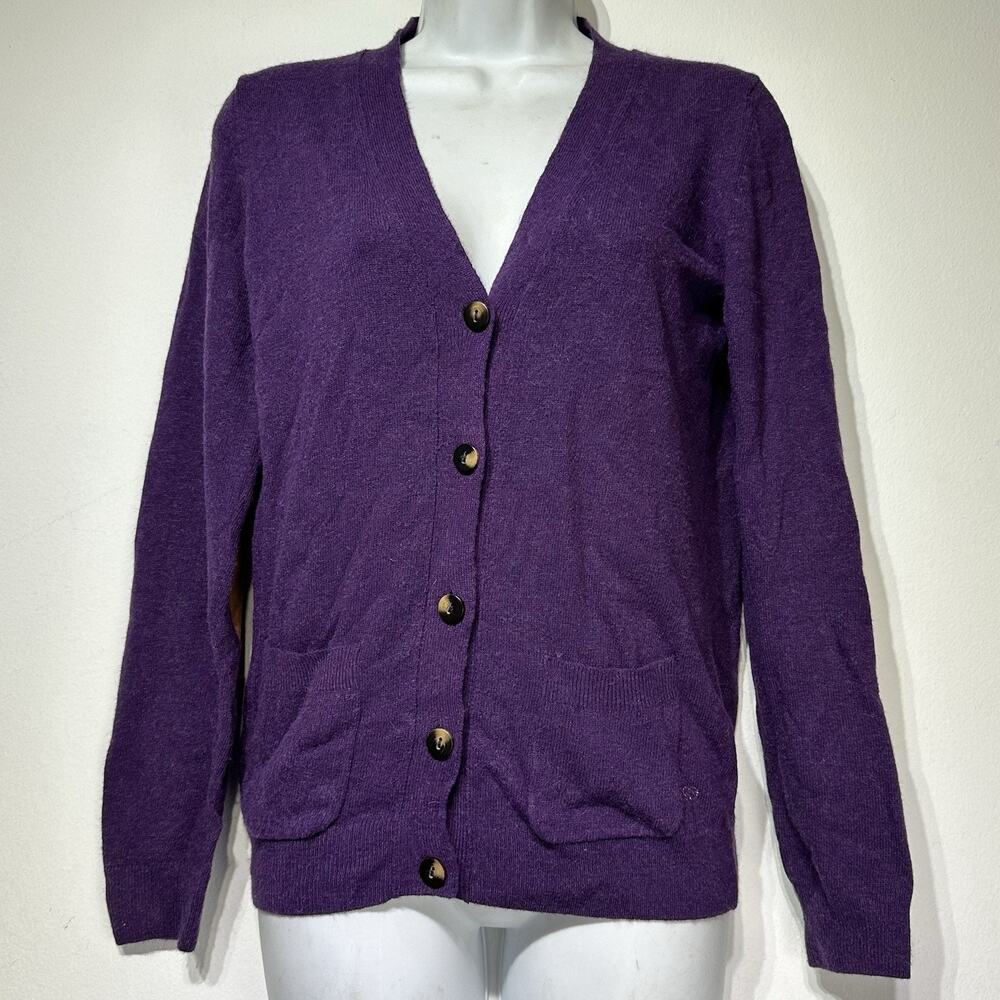 escada Sport purple Angora elbow patch Button Up Cardigan sweater Size XS